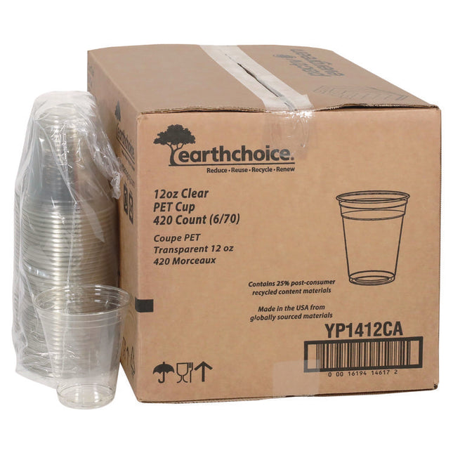 RPET Cold Cup, 12 oz, Plastic, Clear, 420/Carton