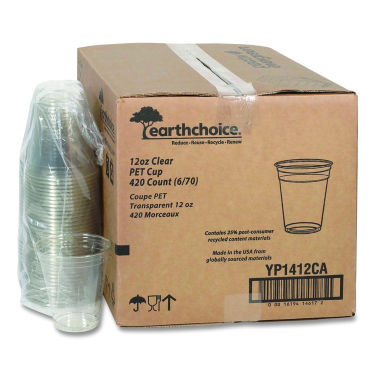RPET Cold Cup, 12 oz, Plastic, Clear, 420/Carton