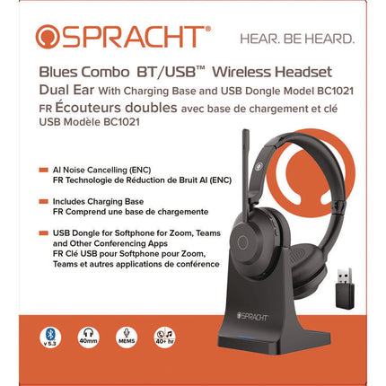 Blues Combo Binaural Headset, Over The Ear, Black