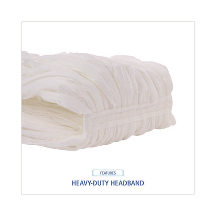 Cut-End Wet Mop Head, Rayon/polyester, Non-Woven, White, 20oz