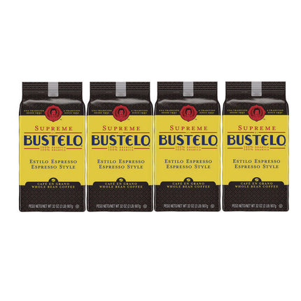 Cafe Bustelo Whole Bean Coffee, Espresso, 32 oz Bag, 4/Carton