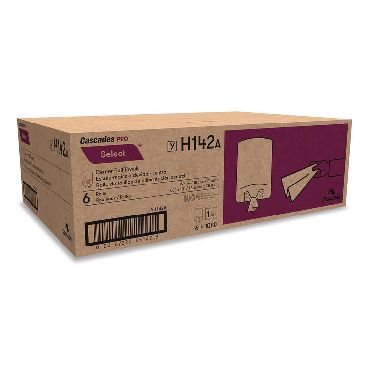 Select Center-Pull Paper Towels, 2-Ply, 7.31 x 10, White, 1,080/Roll, 6 Rolls/Carton