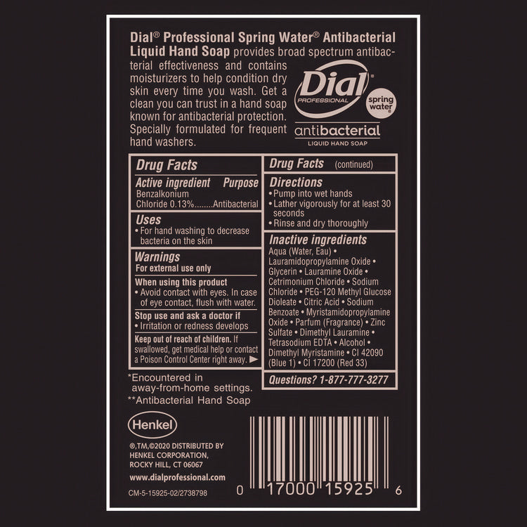 Antibacterial Liquid Hand Soap, Spring Water Scent, 1 gal, 4/Carton