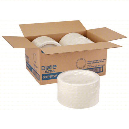 Heavy-Weight Paper Plates, 10" dia, White, 125/Pack, 4 Packs/Carton