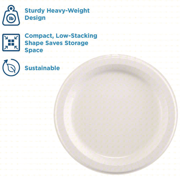 Heavy-Weight Paper Plates, 10" dia, White, 125/Pack, 4 Packs/Carton