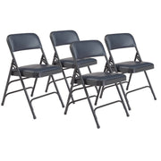 1300 Series Premium Vinyl Upholstered Triple Brace Double Hinge Folding Chair, Supports 500 lb, Blue Seat/Back/Base, 4/Pack