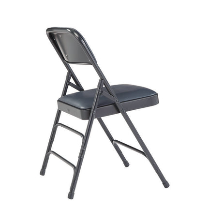 1300 Series Premium Vinyl Upholstered Triple Brace Double Hinge Folding Chair, Supports 500 lb, Blue Seat/Back/Base, 4/Pack