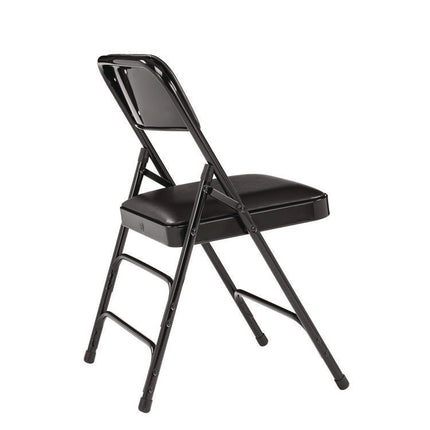 1300 Series Premium Vinyl Upholstered Triple Brace Double Hinge Folding Chair, Supports 500 lb, Black Seat/Back/Base, 4/Pack