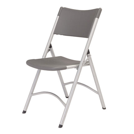 600 Series Heavy Duty Plastic Folding Chair, Supports Up to 500 lb, 18" Seat Height, Gray Seat/Back, Silver Base, 4/Pack
