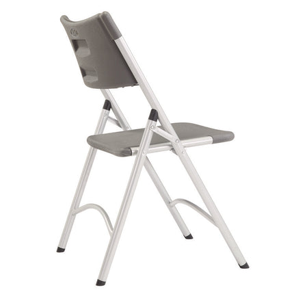 600 Series Heavy Duty Plastic Folding Chair, Supports Up to 500 lb, 18" Seat Height, Gray Seat/Back, Silver Base, 4/Pack