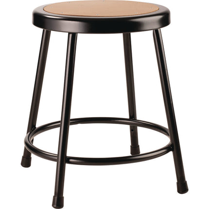6200 Series Heavy Duty Steel Stool, Backless, Supports Up to 500 lb, 18" Seat Height, Brown Seat, Black Base