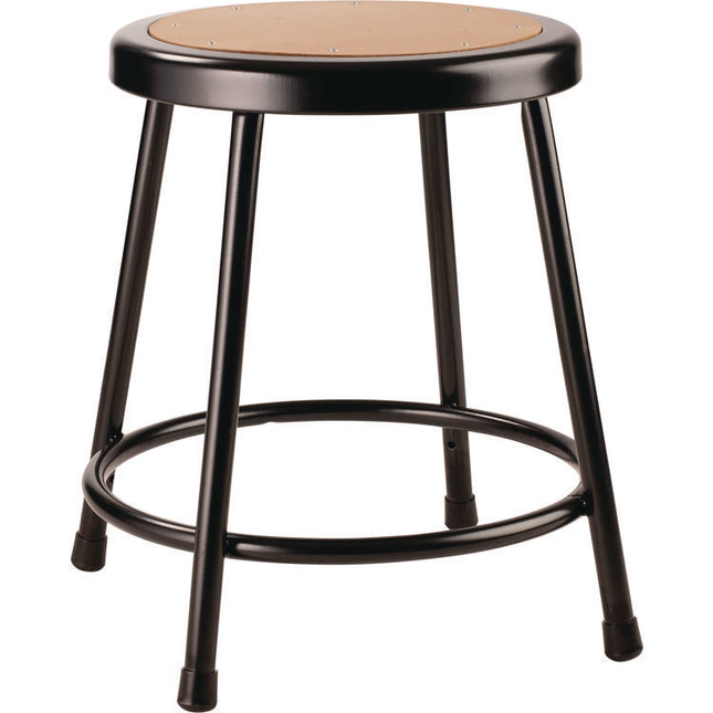 6200 Series Heavy Duty Steel Stool, Backless, Supports Up to 500 lb, 18" Seat Height, Brown Seat, Black Base