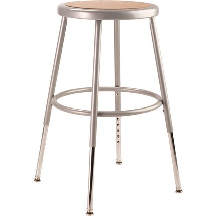 6200 Series Height Adjustable Heavy Duty Steel Stool, Backless, Supports 500lb, 19" to 27" Seat Height, Brown Seat, Gray Base
