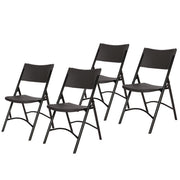 600 Series Heavy Duty Plastic Folding Chair, Supports Up to 500 lb, 18" Seat Height, Black Seat/Back/Base, 4/Pack