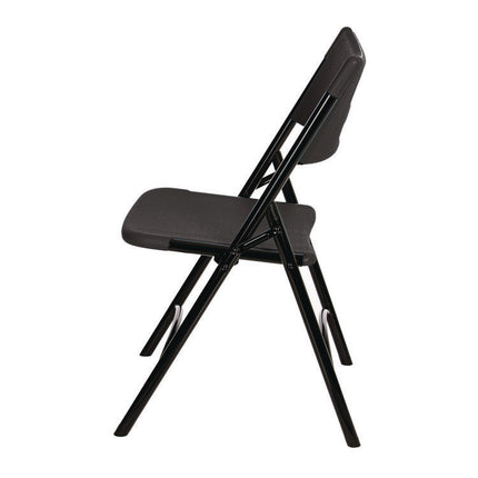 600 Series Heavy Duty Plastic Folding Chair, Supports Up to 500 lb, 18" Seat Height, Black Seat/Back/Base, 4/Pack