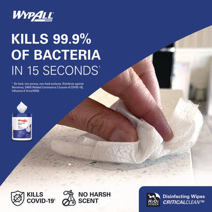 Hydrogen Peroxide Disinfecting Wipes, 1-Ply, 7 x 5.75, Fresh Scent, White, 185 Wipes/Canister