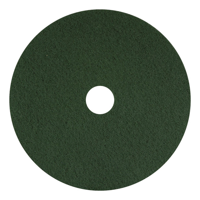 Scrubbing Pads, 13", Green, 5/Carton