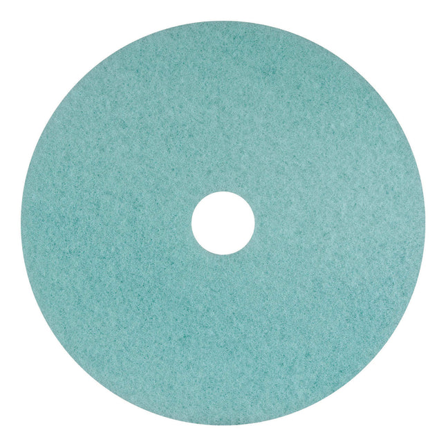 Luster Lite Burnishing Pads, 20" Diameter, Sky Blue, 5/Carton