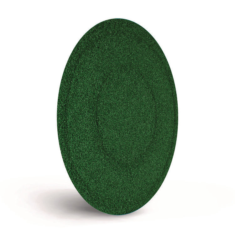 TurfScrub Brush Floor Pad, 20" Diameter, Green, 4/Carton