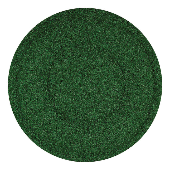 TurfScrub Brush Floor Pad, 20" Diameter, Green, 4/Carton