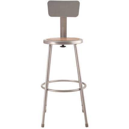 6200 Series Heavy Duty Steel Stool With Backrest, Supports Up to 500 lb, 30" Seat Height, Brown Seat, Gray Back/Base