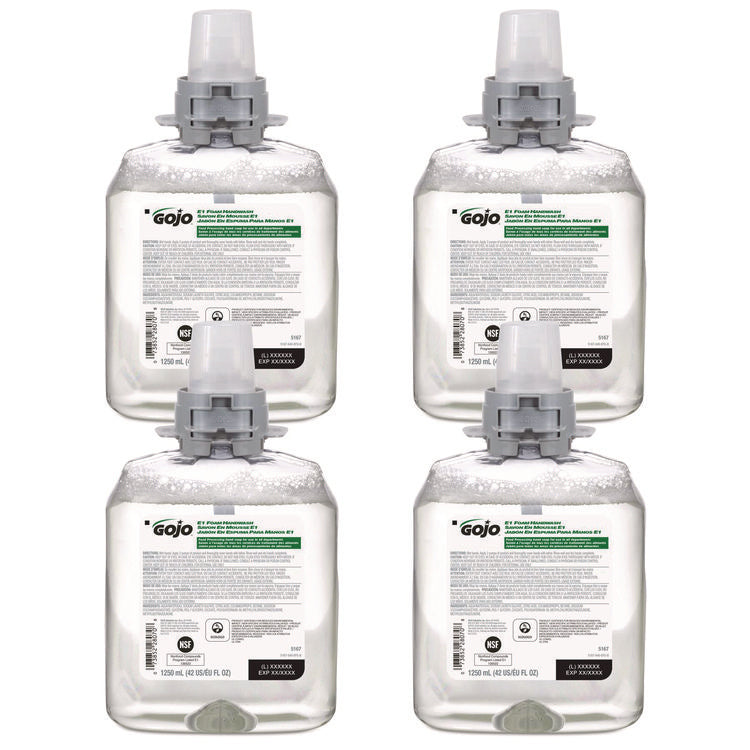 E1 Foam Handwash Refill, Fragrance-Free, 1,250 mL, 4/Carton