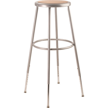 6200 Series Height Adjustable Heavy Duty Steel Stool, Backless, Supports 500lb, 31" to 39" Seat Height, Brown Seat, Gray Base