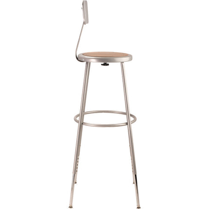 6200 Series Height Adjustable Heavy Duty Steel Stool With Backrest, 32" to 39" Seat Height, Brown Seat, Gray Back/Base