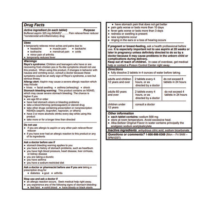 Buffered Aspirin (NSAID) Tablets, 2/Pack, 30 Packs/Box