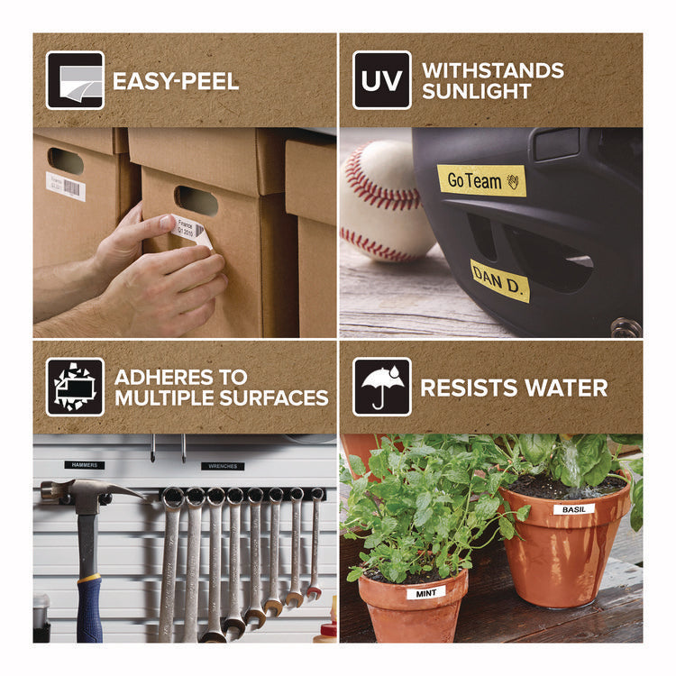 D1 Standard Labels, 0.50" x 23 ft, Black Print on Clear Tape