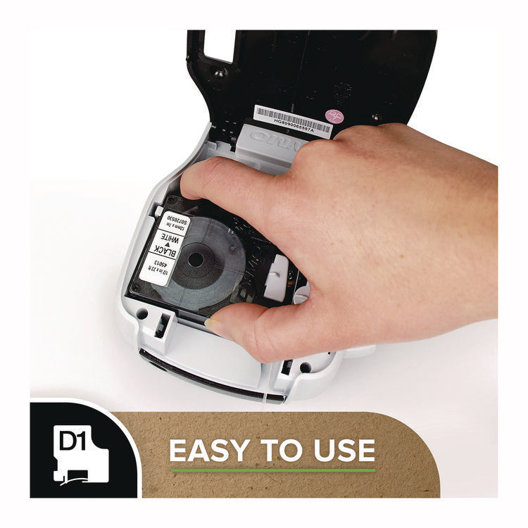 D1 Standard Labels, 0.38" x 23 ft, Black Print on White Tape