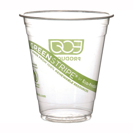 GreenStripe Renewable and Compostable Cold Cups, 12 oz, Plastic, Clear, 50/Pack