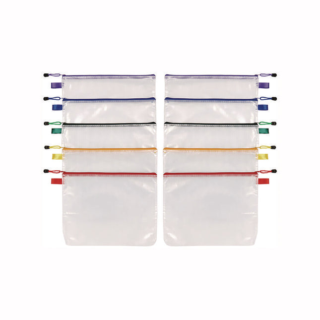 Poly Travel Pouch Set, 13.19" x 10.44", Assorted Colors, 10/Pack