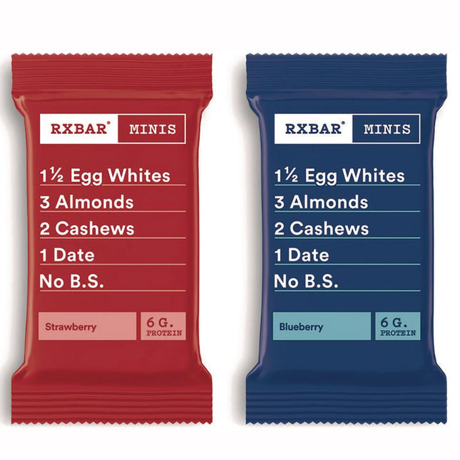 Minis Protein Bars Variety Pack, Blueberry/Strawberry, 0.9 oz Bar, 8/Box