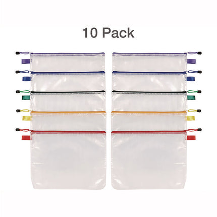 Poly Travel Pouch Set, 13.19" x 10.44", Assorted Colors, 10/Pack