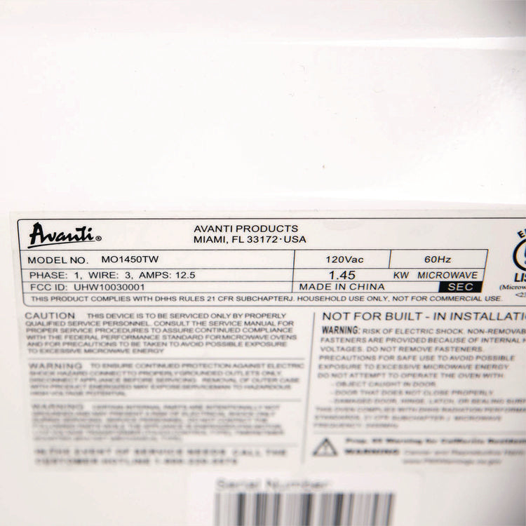 1.4 Cubic Foot Capacity Microwave Oven, 1,000 Watts, White