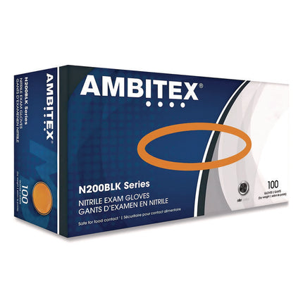 N200 SERIES POWDER-FREE NITRILE GLOVES, SMALL, BLACK, 100/BOX