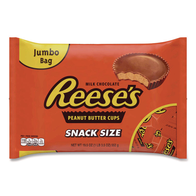 Snack Size Peanut Butter Cups, 19.5 oz Bag, 2 Bags/Carton