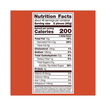 Peanut Butter Cups Bar, Full Size, 1.5 oz Bar, 2 Cups/Bar, 36 Bars/Box