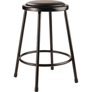 6400 Series Fixed Height Heavy Duty Vinyl Padded Steel Stool, Backless, Supports 500 lb, 24" Seat Height, Black Seat/Base