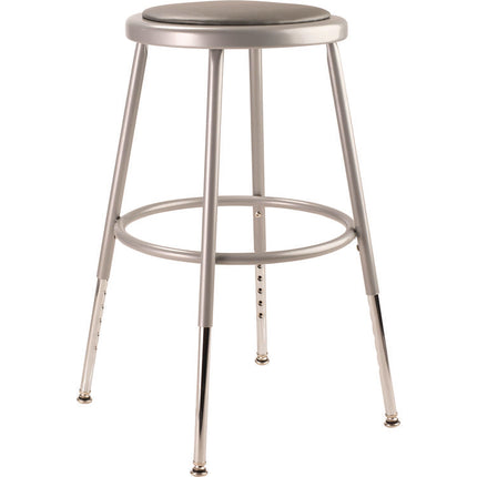 6400 Series Height Adjustable HD Vinyl Padded Steel Stool, Backless, Supports 500 lb, 18.5"-26.5" Seat Height, Gray Seat/Base