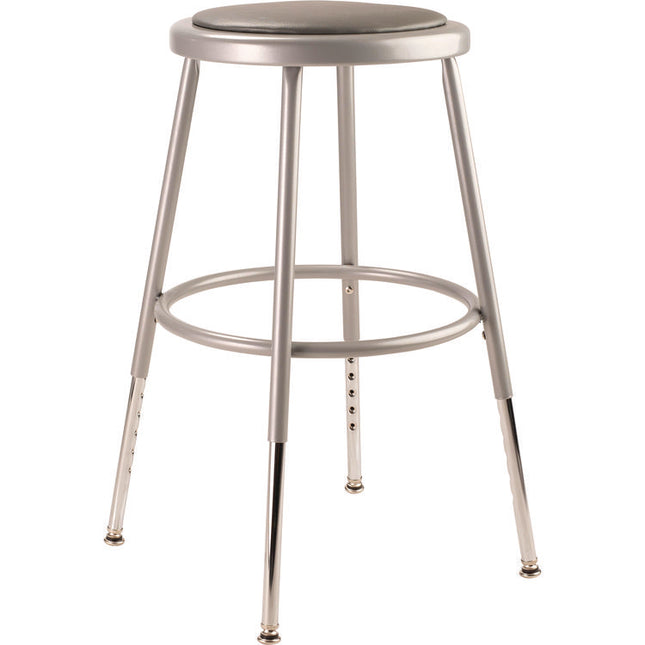 6400 Series Height Adjustable HD Vinyl Padded Steel Stool, Backless, Supports 500 lb, 18.5"-26.5" Seat Height, Gray Seat/Base