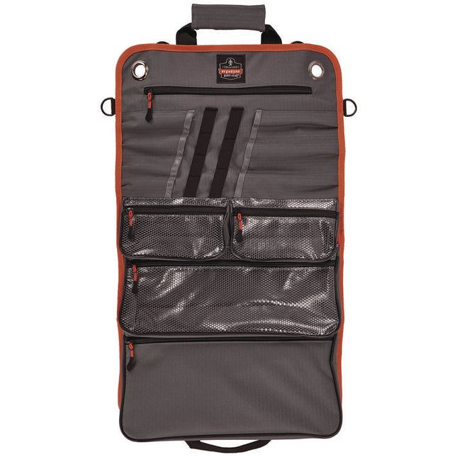 Arsenal 5874 Roll Up Tool Bag with Zipper Pockets, 5 Zippered Pockets, 7 Tool Slots, 1 x 27 x 16, Polyester, Gray
