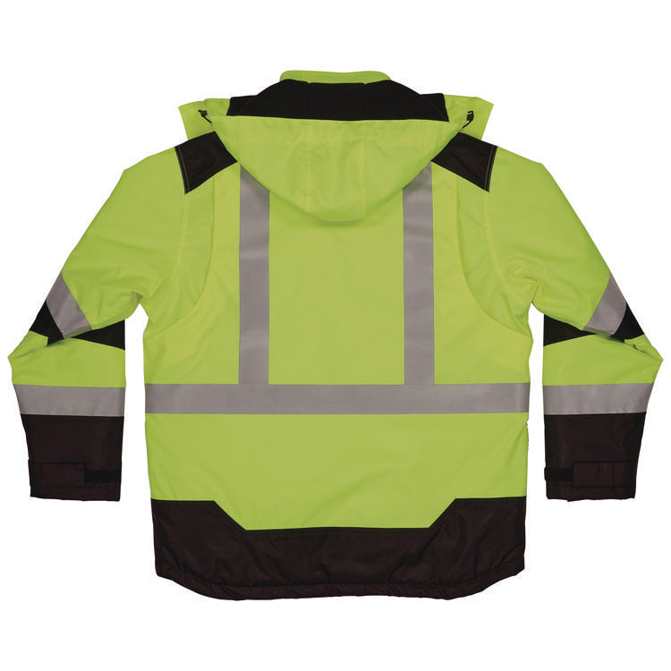 GloWear Class 3 Hi-Vis Winter Jacket with AmpliFIRE Heat Reflective Lining, 4X-L,arge Lime