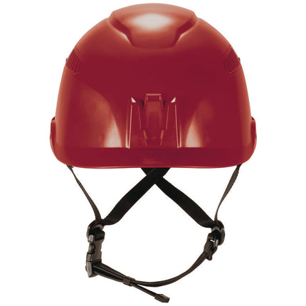 Skullerz 8977 Class C Safety Helmet with Adjustable Venting, 6-Point Ratchet Suspension, Red