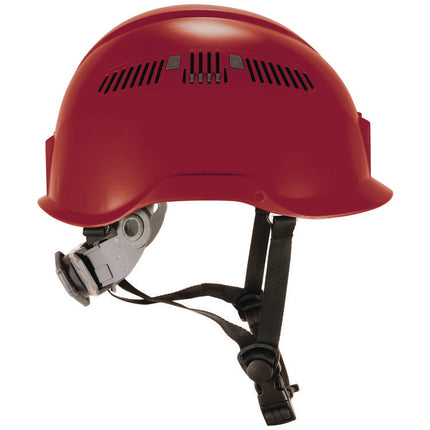 Skullerz 8977 Class C Safety Helmet with Adjustable Venting, 6-Point Ratchet Suspension, Red