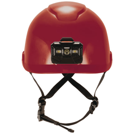 Skullerz 8976LED Class E Safety Helmet with LED Light, 6-Point Ratchet Suspension, Red