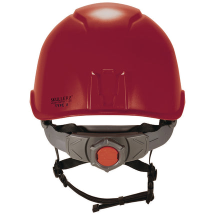 Skullerz 8976LED Class E Safety Helmet with LED Light, 6-Point Ratchet Suspension, Red