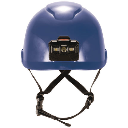 Skullerz 8976LED Class E Safety Helmet with LED Light, 6-Point Ratchet Suspension, Blue