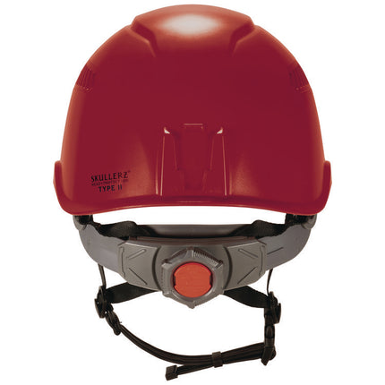 Skullerz 8977LED Class C Safety Helmet with LED Light and Adjustable Venting, 6-Point Ratchet Suspension, Red